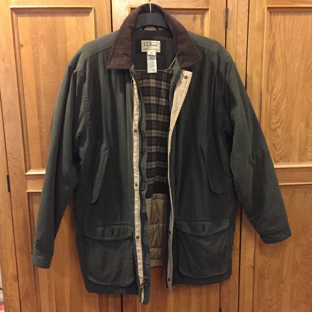 L.L. Bean Men's XXL Double Lined Coat - Loden Green w/ Brown and Khaki Accents